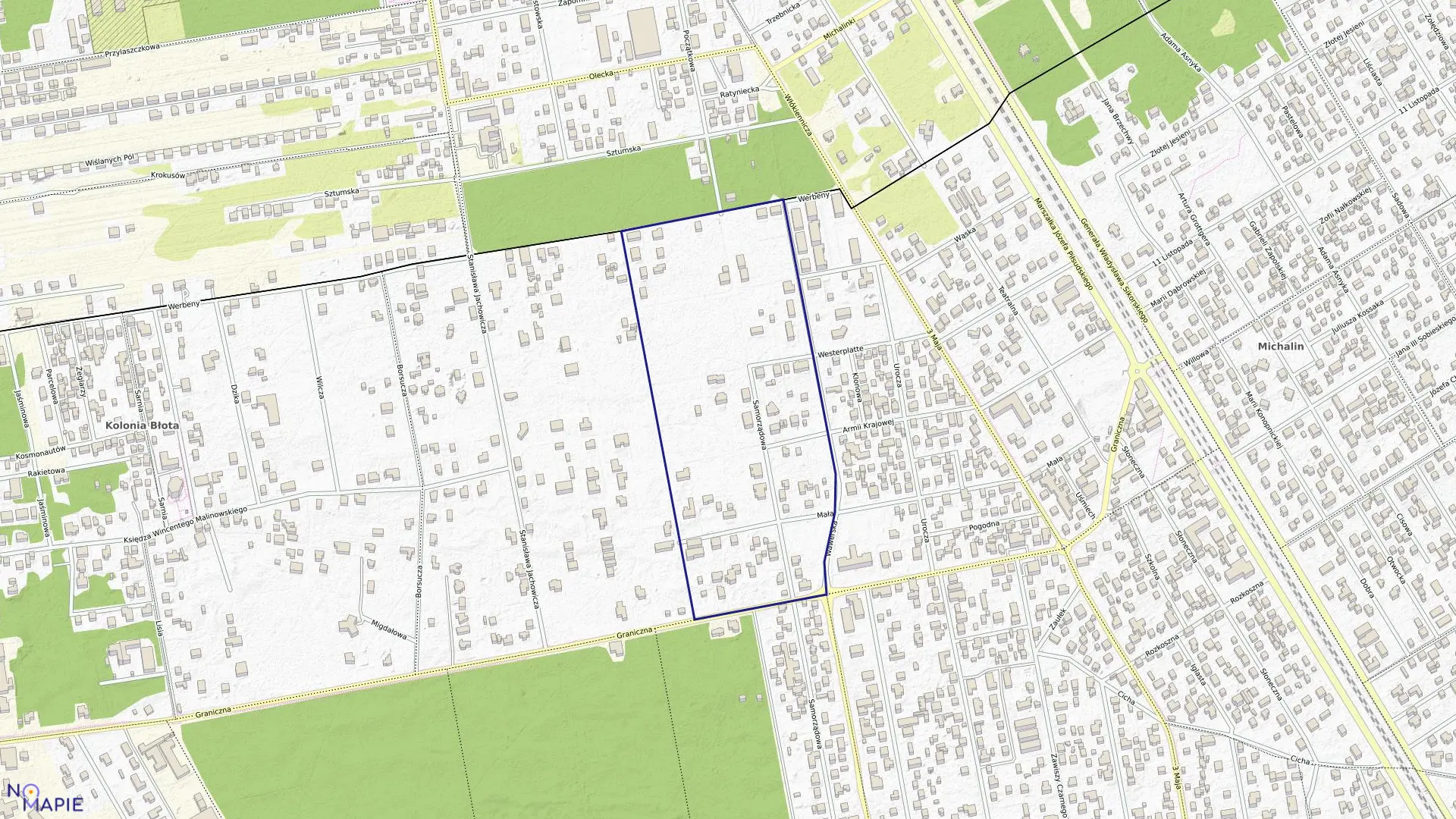 Mapa obrębu 18 w mieście Józefów