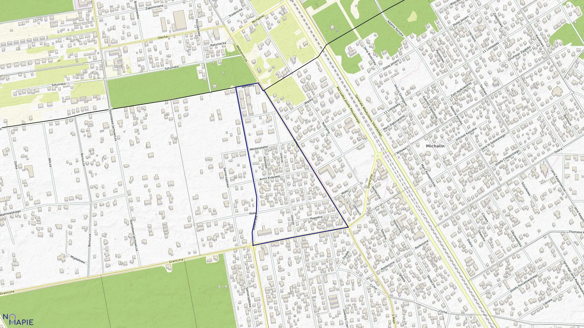 Mapa obrębu 19 w mieście Józefów