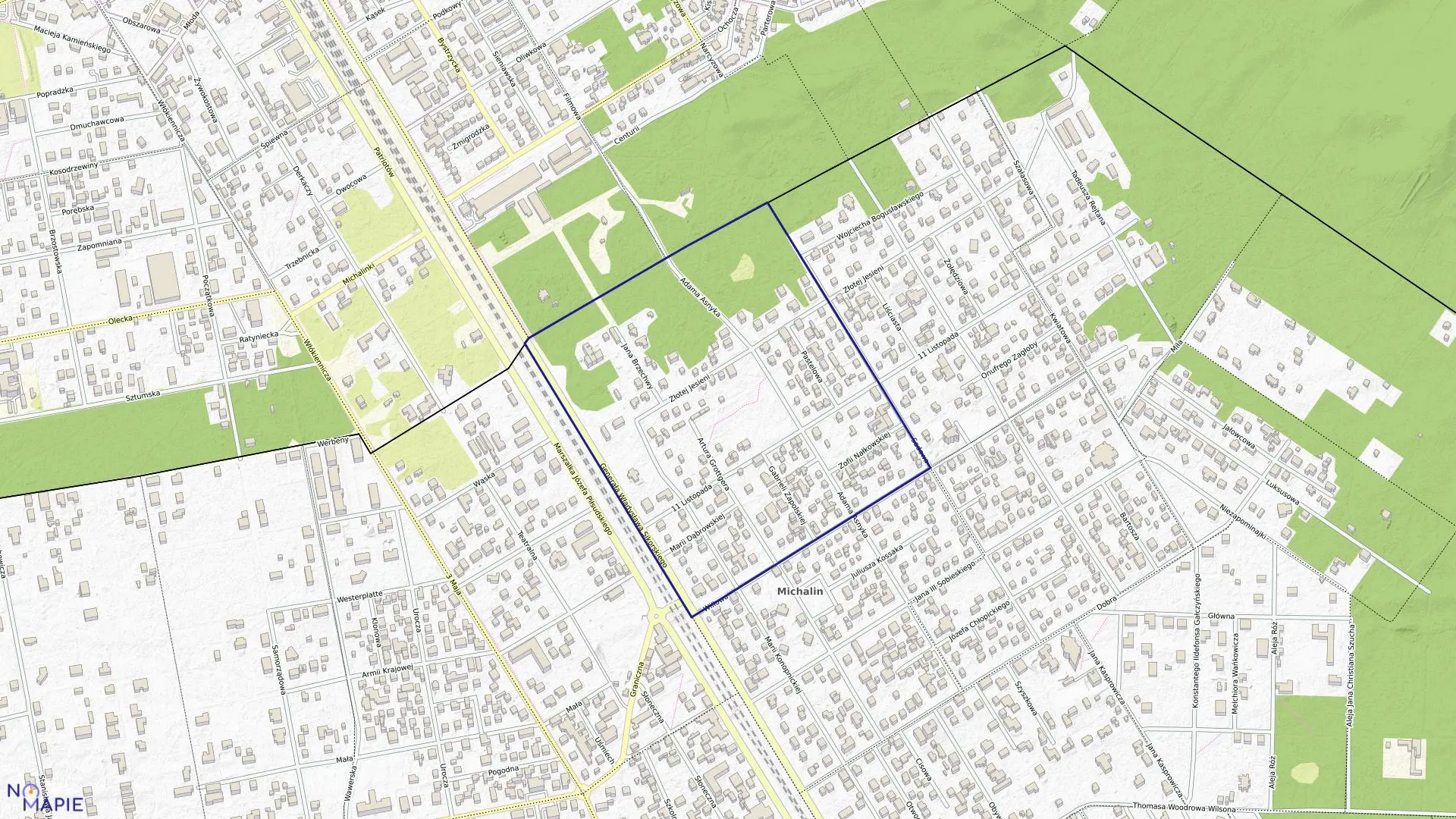 Mapa obrębu 21 w mieście Józefów