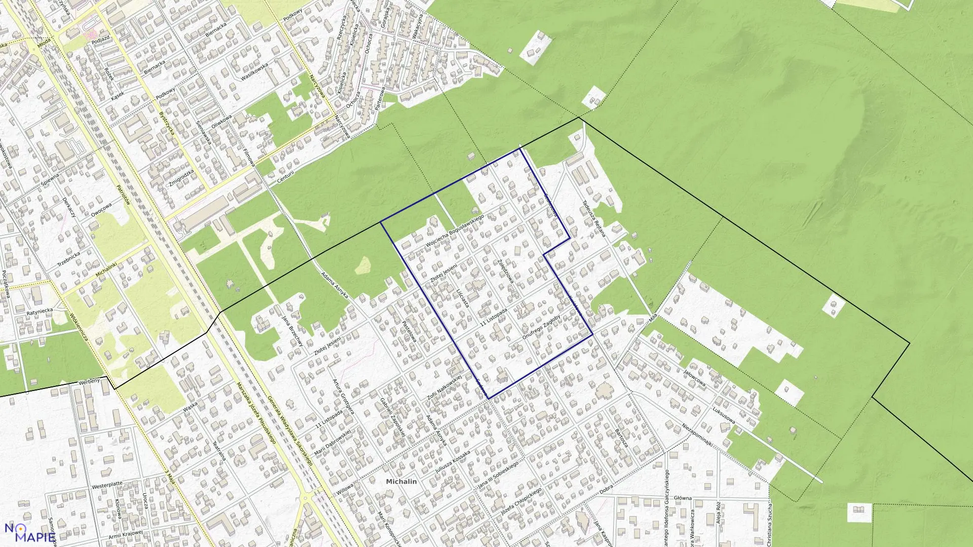 Mapa obrębu 22 w mieście Józefów