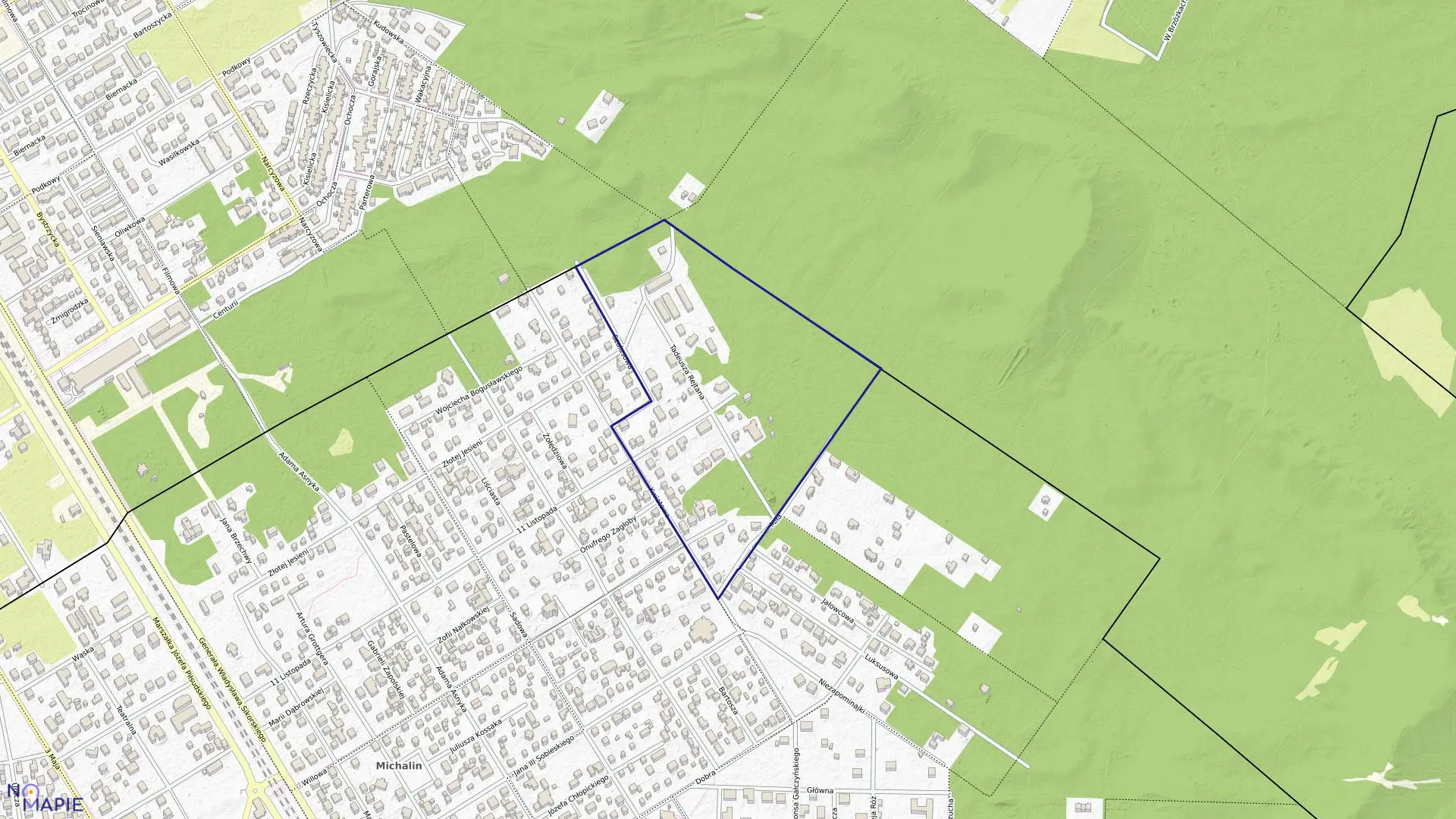 Mapa obrębu 23 w mieście Józefów