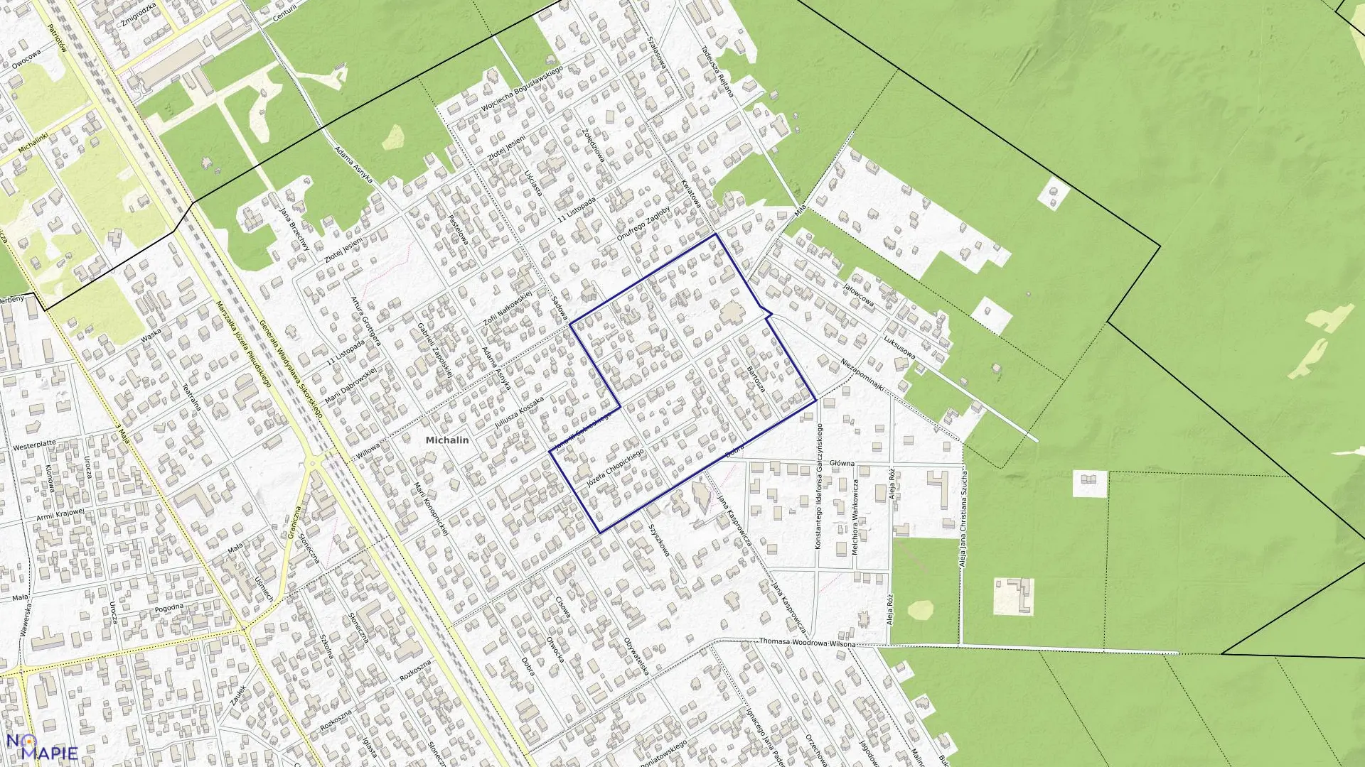 Mapa obrębu 27 w mieście Józefów