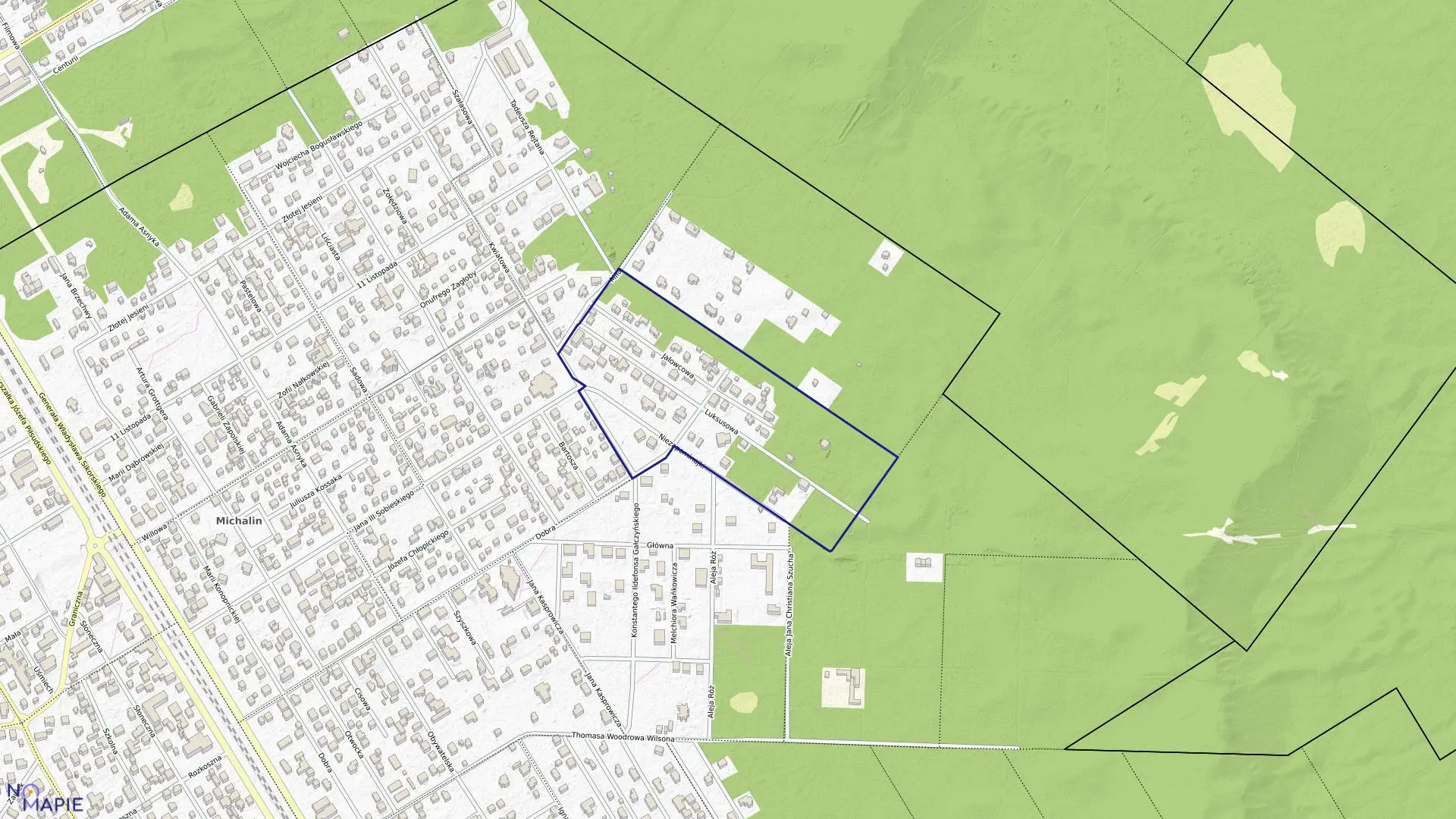 Mapa obrębu 28 w mieście Józefów