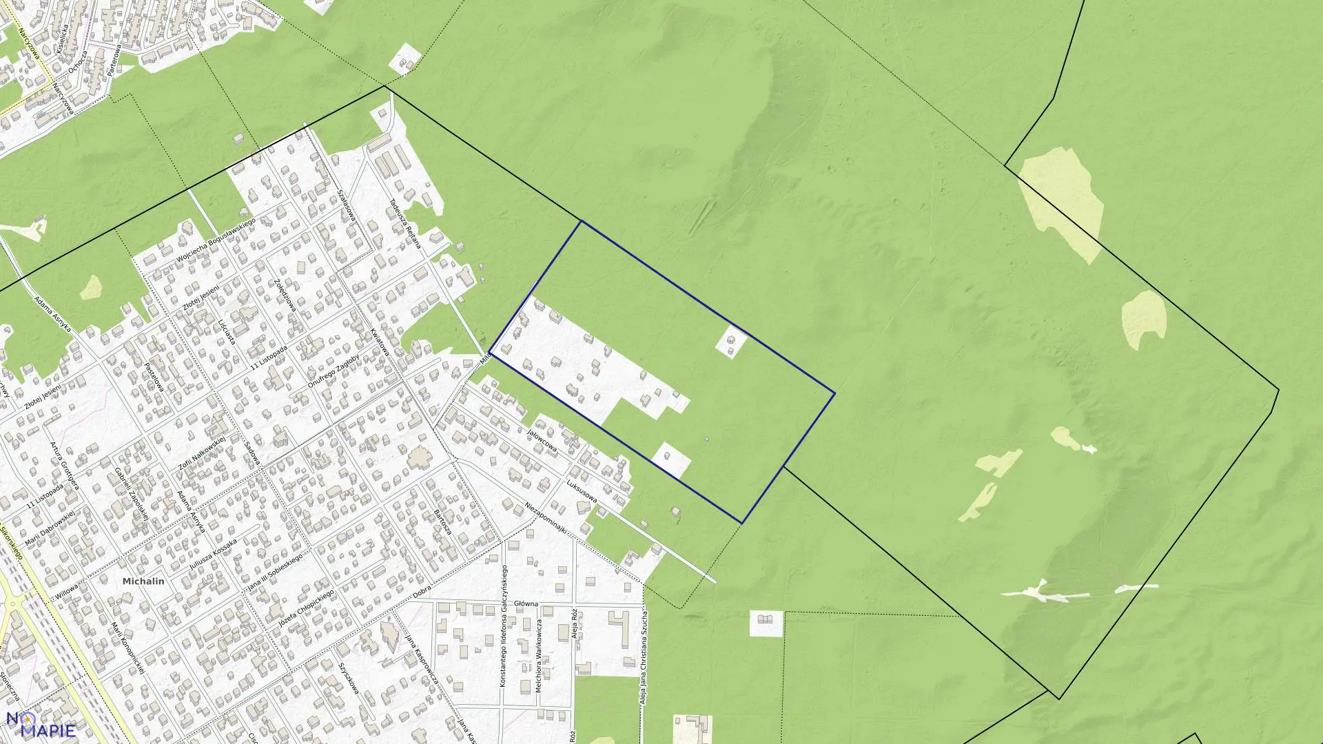 Mapa obrębu 29 w mieście Józefów