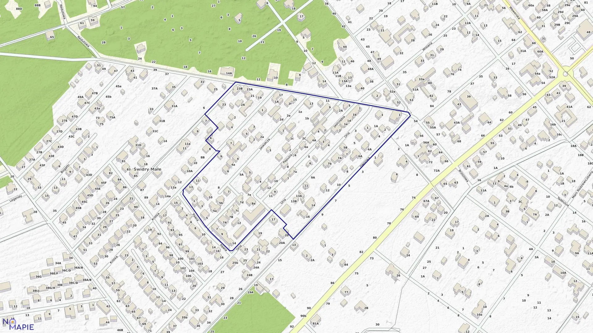 Mapa obrębu 57 w mieście Józefów