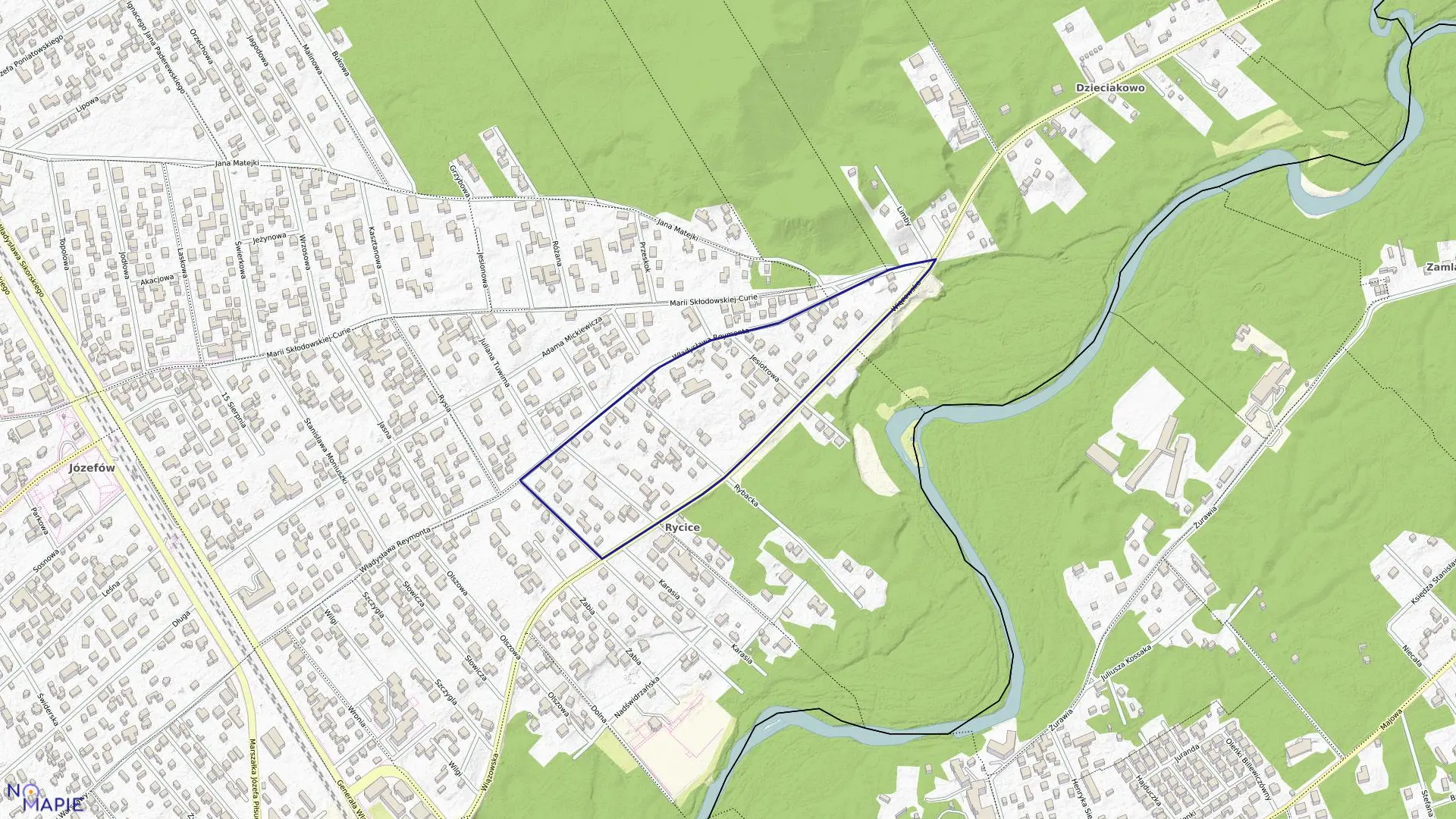 Mapa obrębu 92 w mieście Józefów